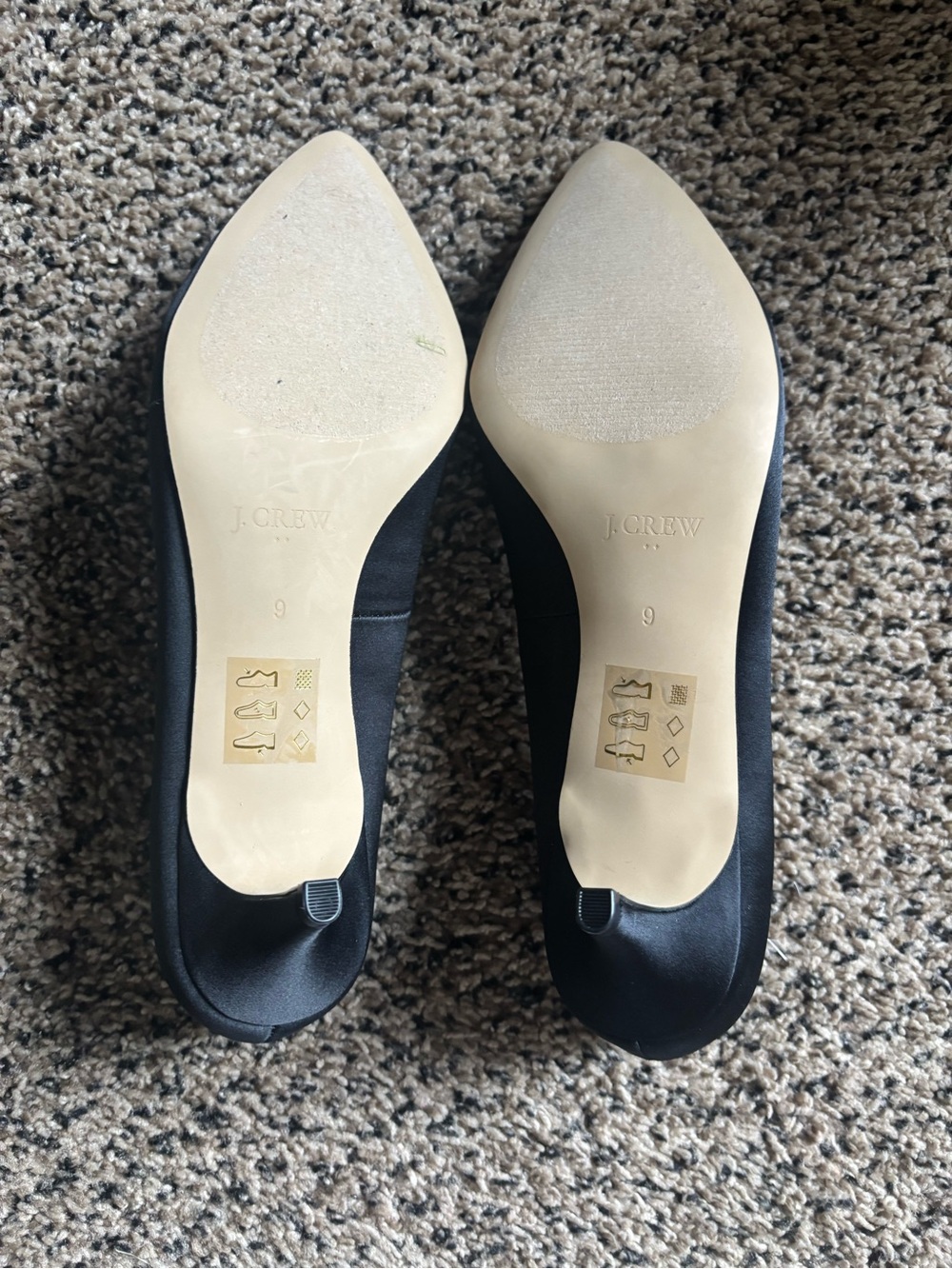 J. Crew Black Pointed Toe Satin Pumps